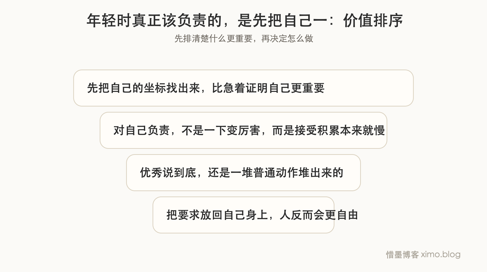 年轻时真正该负责的,是先把自己一点点托起来 价值排序图