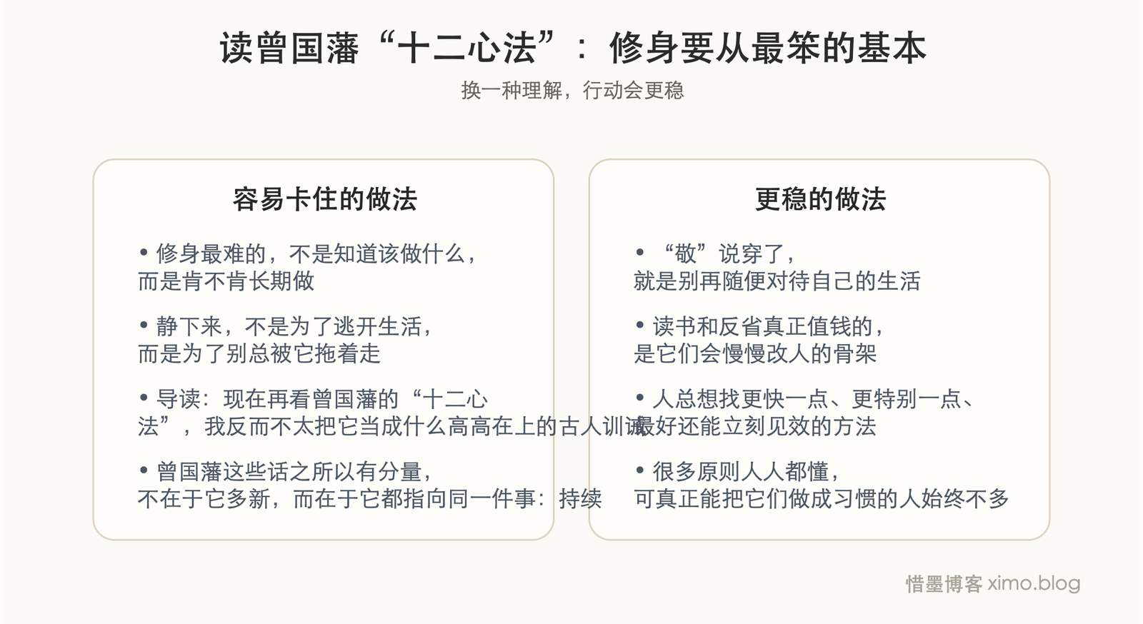 读曾国藩“十二心法”：修身要从最笨的基本功开始 对照表